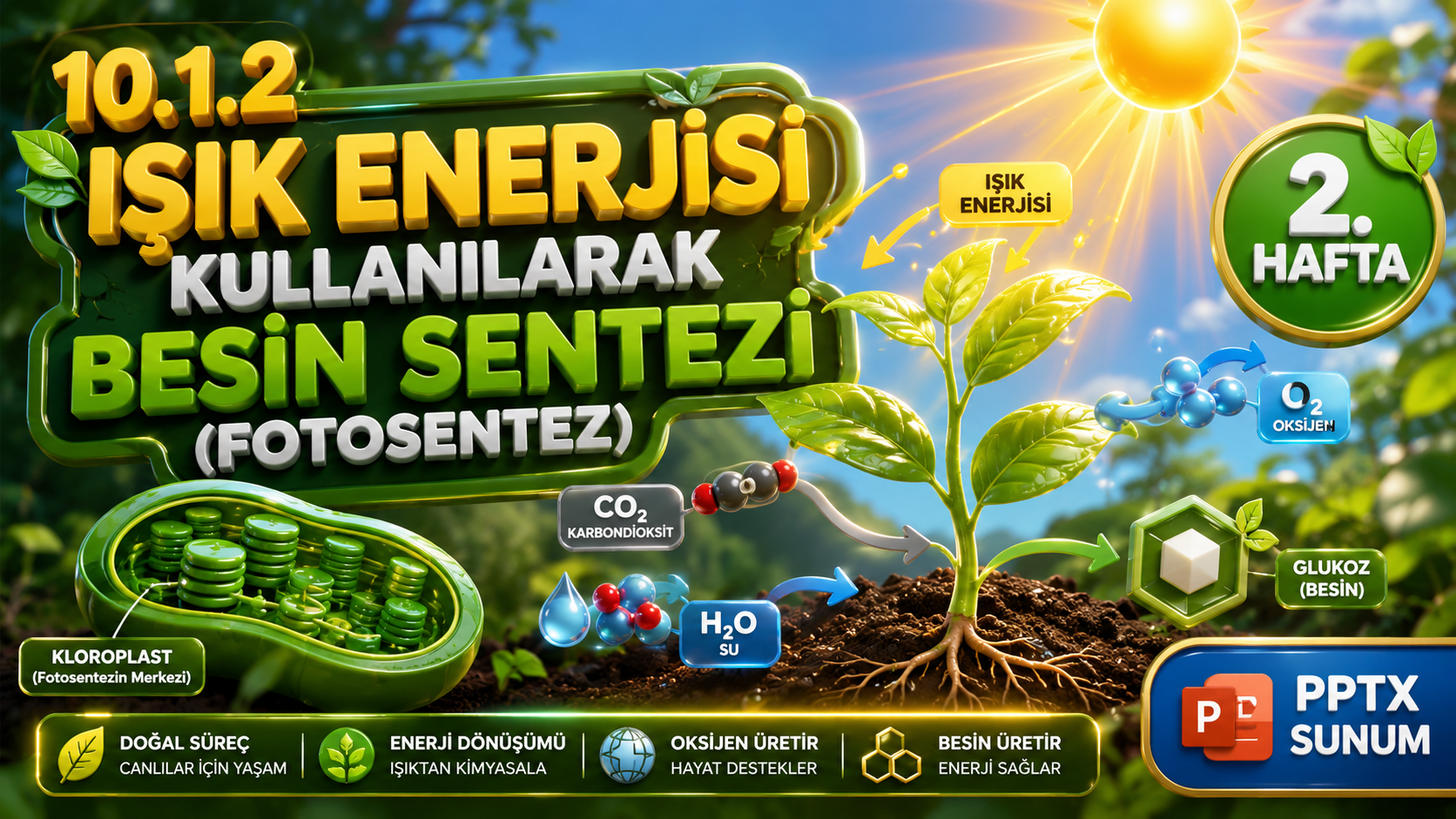 BİY.10.1.2. Fotosentez reaksiyonlarıyla ilgili bilimsel model oluşturabilme - PowerPoint Sunu kapak görseli