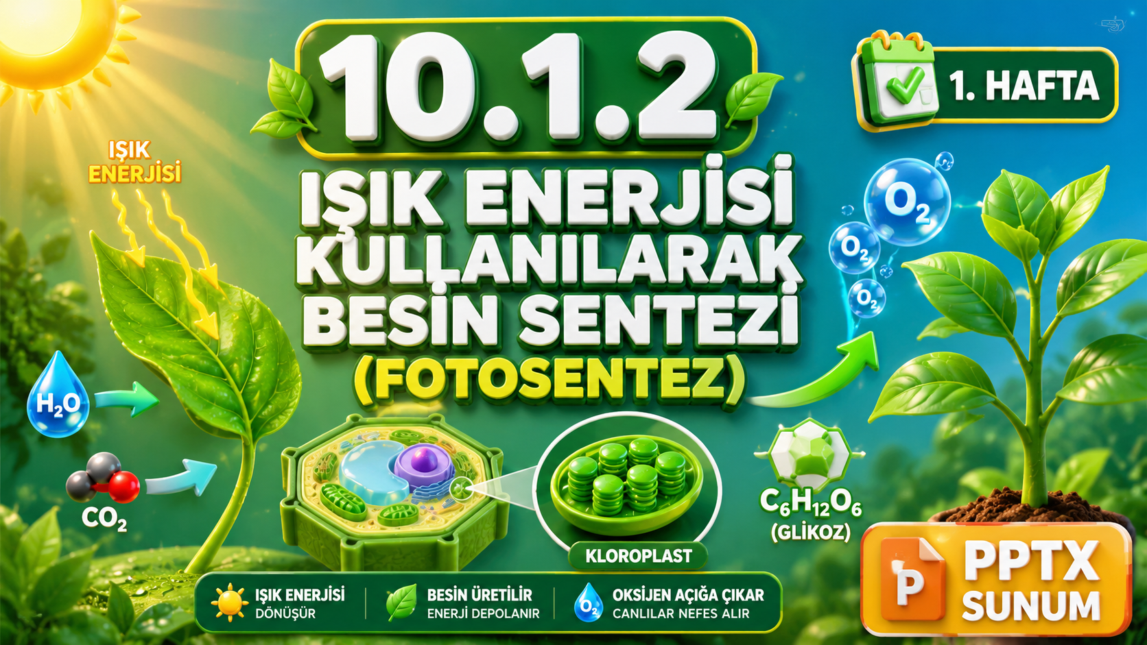 BİY.10.1.2. Fotosentez reaksiyonlarıyla ilgili bilimsel model oluşturabilme - PowerPoint Sunu kapak görseli