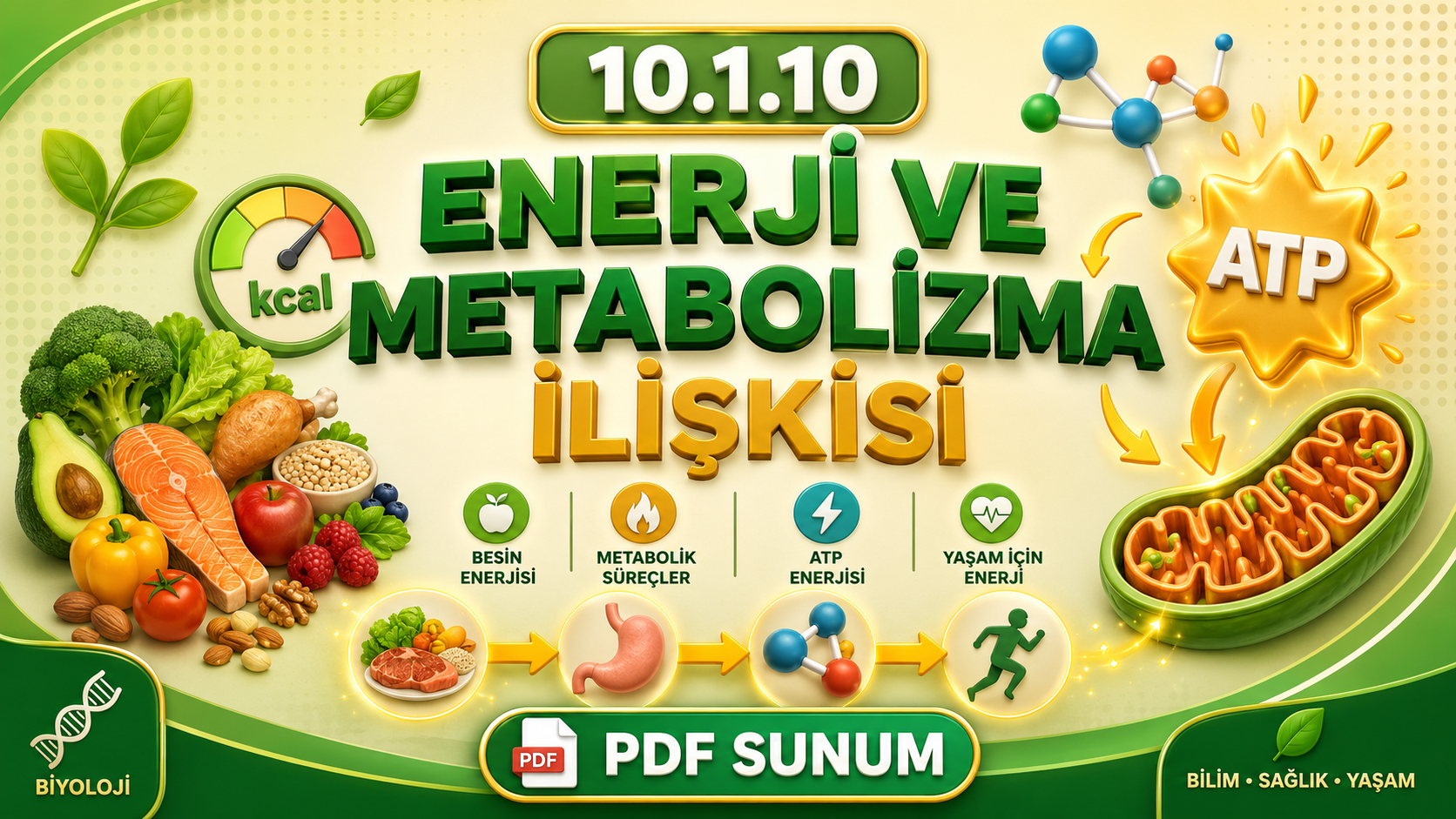 BİY.10.1.10. Besinlerden elde edilen enerjinin canlının metabolik süreçlerine katkısı ile ilgili bilimsel çıkarım yapabilme - PDF Konu Anlatımı kapak görseli