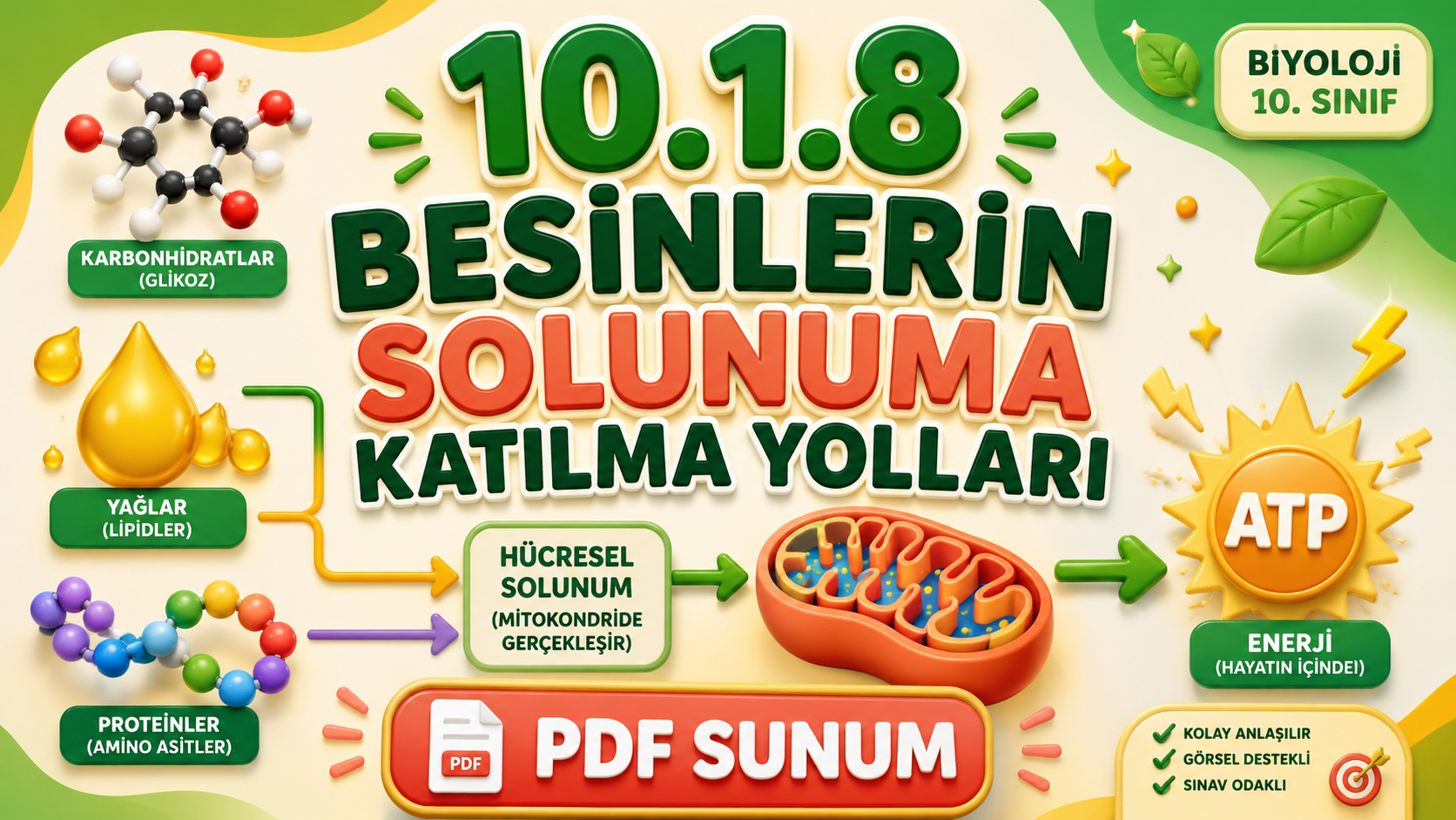 BİY.10.1.8. Farklı besin gruplarından enerji eldesi süreçlerini karşılaştırabilme - PDF Konu Anlatımı kapak görseli